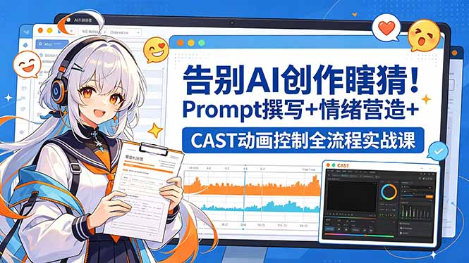 告别AI创作瞎猜!Prompt撰写+情绪营造+CAST动画控制全流程实战课-御文网