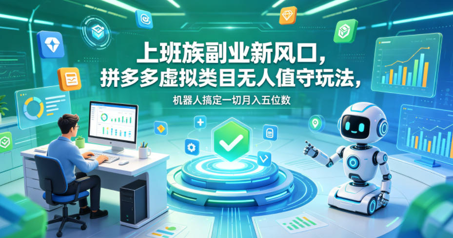 上班族副业新风口，拼多多虚拟类目无人值守玩法，机器人搞定一切月入五位数【揭秘】-御文网