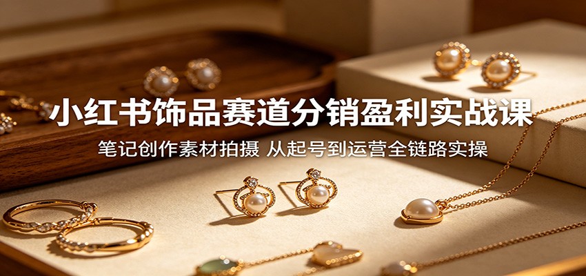 小红书饰品赛道分销盈利实战课：笔记创作素材拍摄，从起号到运营全链路实操-御文网