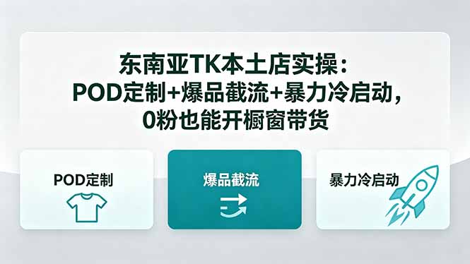 东南亚TK本土店实操-5月更新:POD定制+爆品截流+暴力冷启动,0粉也能开橱窗带货-御文网