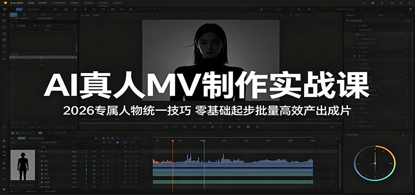 AI真人MV制作实战课：2026专属人物统一技巧，零基础起步批量高效产出成片-御文网