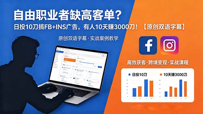 自由职业者缺高客单？日投 10 刀搞 FB+INS 广告，有人 10 天赚 3000 刀！【原创双语字幕】-御文网