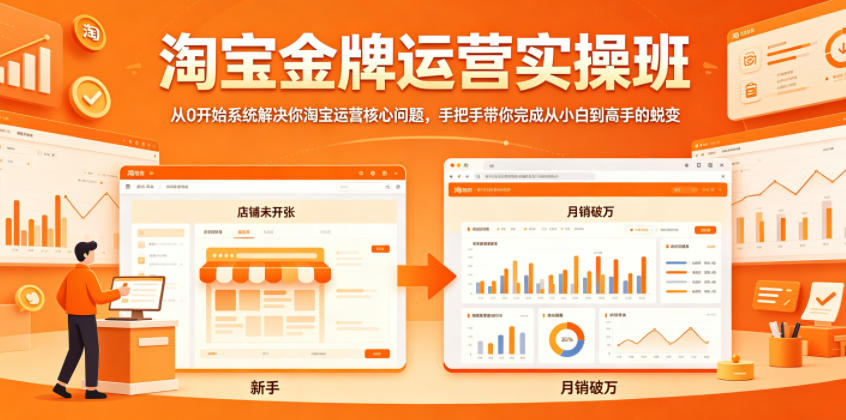 淘宝金牌运营实操班,从0开始系统解决你淘宝运营核心问题,手把手带你完成从小白到高手的蜕变-御文网