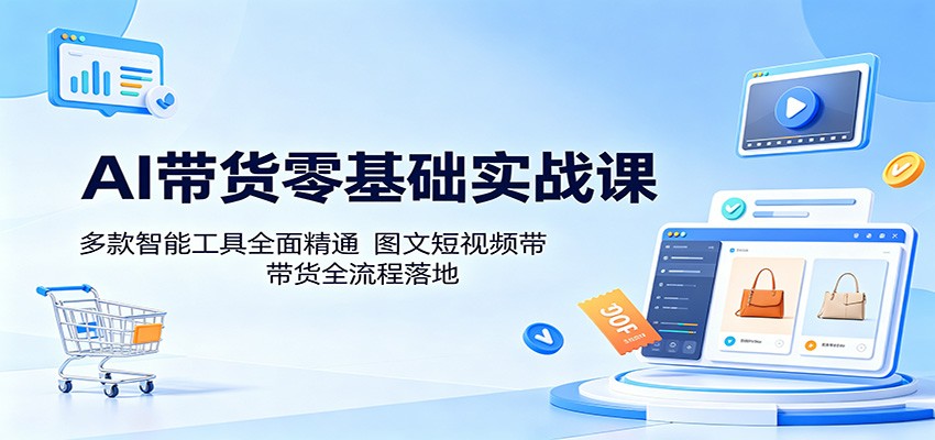 AI带货零基础实战课：多款智能工具全面精通，图文短视频带货全流程落地-御文网