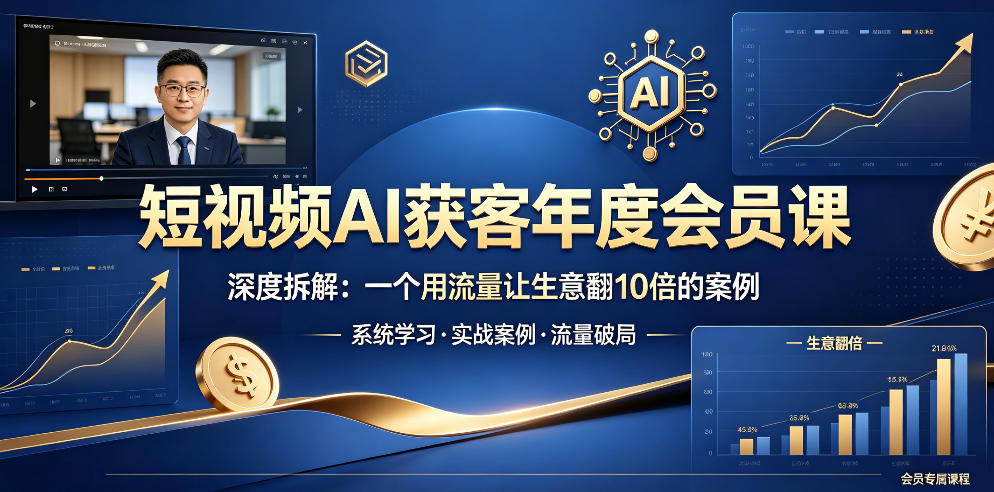 短视频AI获客年度会员课，深度拆解，一个用流量让生意翻10倍的案例-御文网