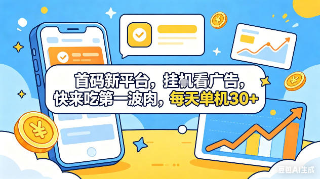 首码新平台,挂G自动看广告,快来吃第一波肉,每天单机30+,可矩阵放大【揭秘】-御文网