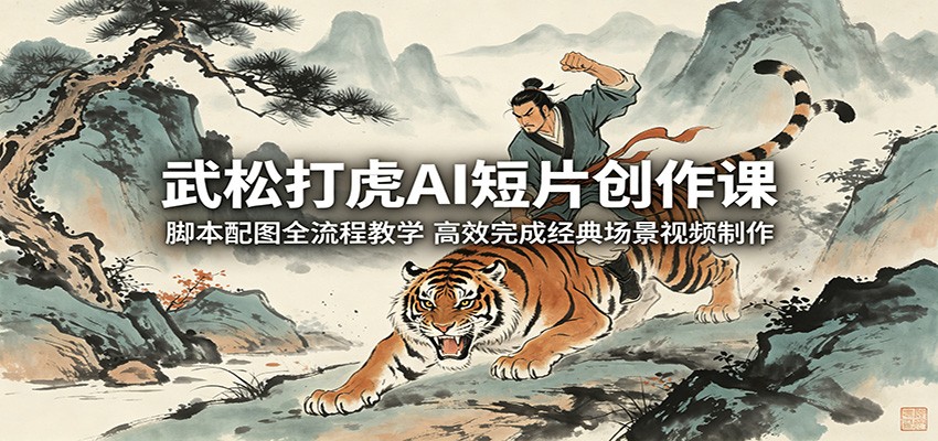 武松打虎AI短片创作课:脚本配图全流程教学,高效完成经典场景视频制作-御文网