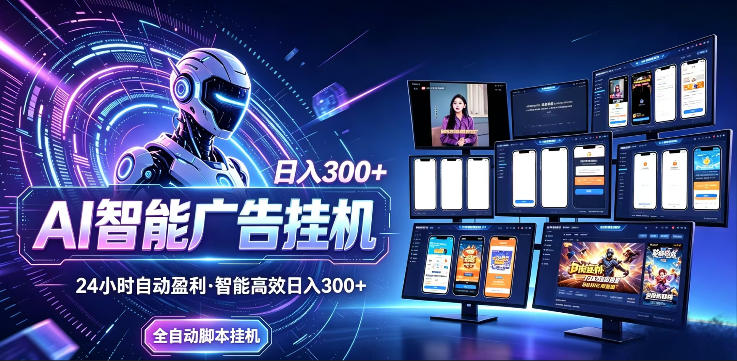 AI智能广告挂G项目,无需人工,单机稳定日入200+,可矩阵放大,24小时不间断刷广告賺收益【揭秘】-御文网