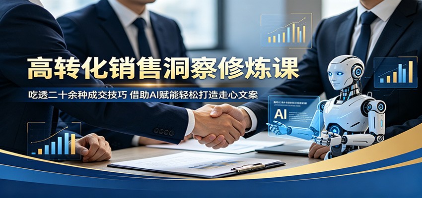 高转化销售洞察修炼课:吃透二十余种成交技巧,借助AI赋能轻松打造走心文案-御文网