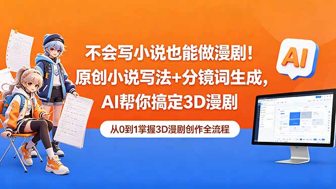 不会写小说也能做漫剧！原创小说写法+分镜词生成，AI帮你搞定3D漫剧-御文网