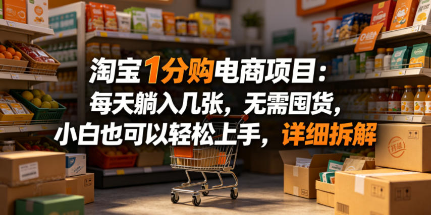 淘宝1分购电商项目:每天躺入几张,无需囤货,小白也可以轻松上手,详细拆解-御文网