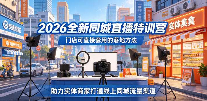 2026全新同城直播特训营，门店可直接套用的落地方法，助力实体商家打通线上同城流量渠道-御文网