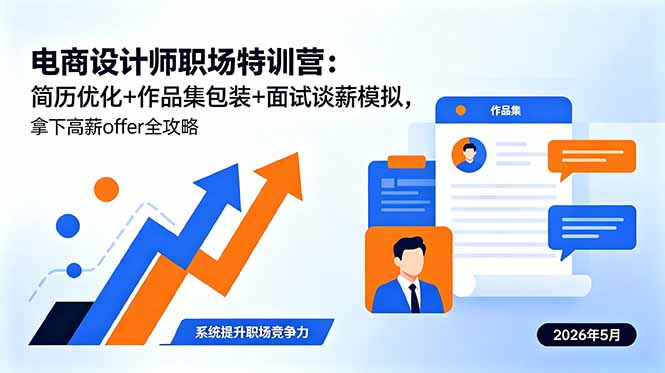 电商设计师职场特训营:简历优化+作品集包装+面试谈薪模拟,拿下高薪offer全攻略-御文网