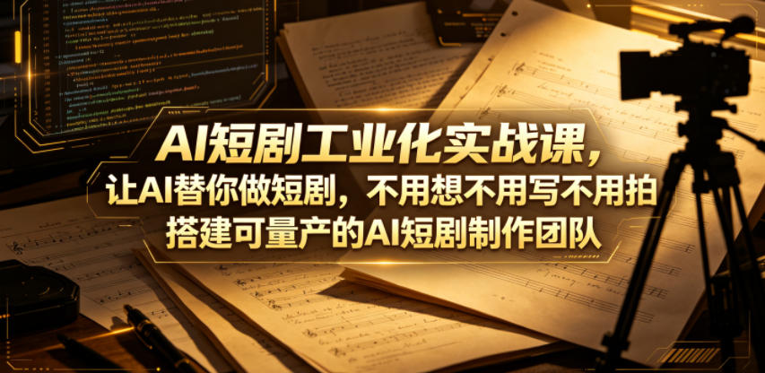 AI短剧工业化实战课，让AI替你做短剧，不用想不用写不用拍，搭建可量产的AI短剧制作团队-御文网