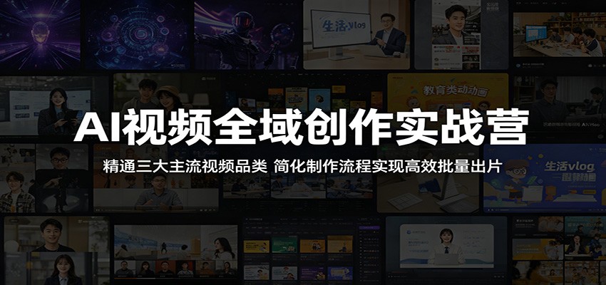 AI视频全域创作实战营：精通三大主流视频品类，简化制作流程实现高效批量出片-御文网