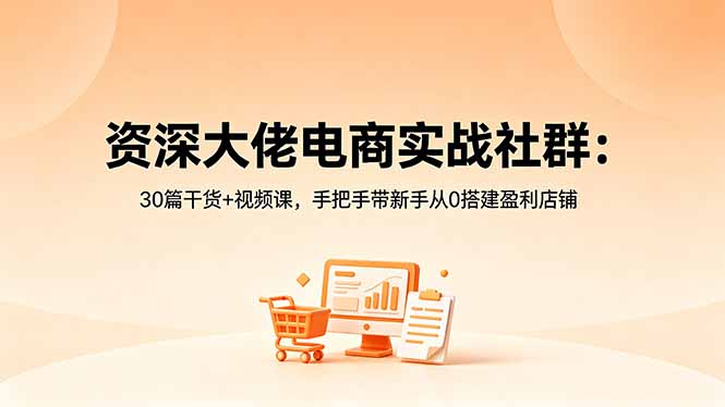 资深大佬电商实战社群：30篇干货+视频课，手把手带新手从0搭建盈利店铺-御文网