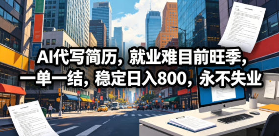 AI代写简历,就业难目前旺季,一单一结,稳定日入800,永不失业-御文网