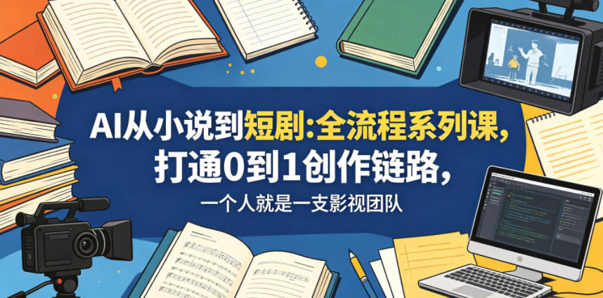AI从小说到短剧全流程系列课，打通0到1创作链路，一个人就是一支影视团队-御文网