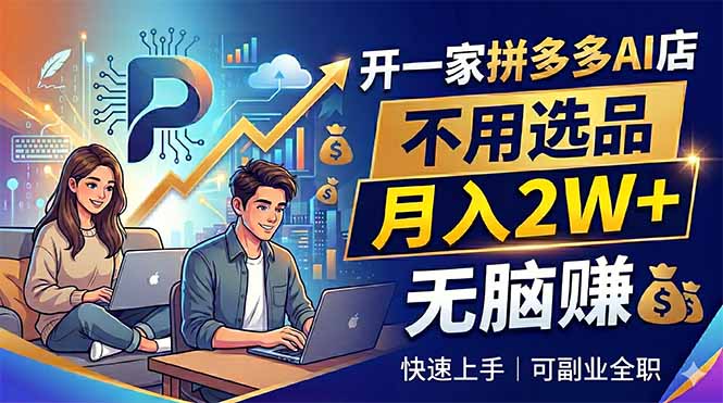 开一家拼多多AI店，不用选品，月入2W+，无脑赚，可副业全职-御文网