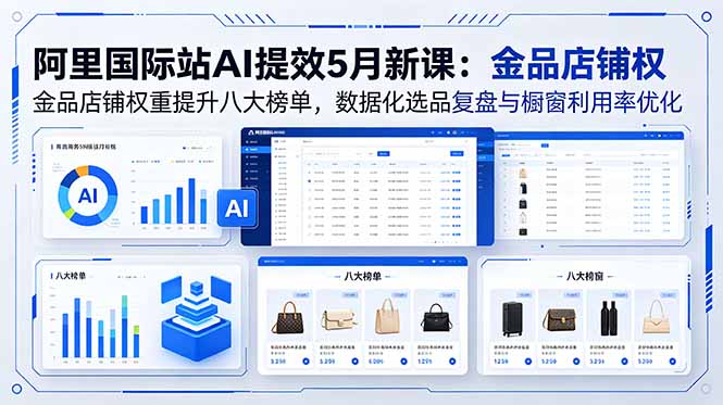 阿里国际站AI提效5月新课:金品店铺权重提升八大榜单,数据化选品复盘与橱窗利用率优化-御文网