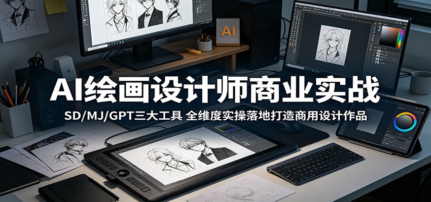 AI绘画设计师商业实战：SD/MJ/GPT三大工具，全维度实操落地打造商用设计作品-御文网