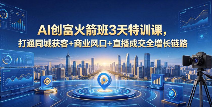 AI创富火箭班3天特训课,打通同城获客+商业风口+直播成交全增长链路,2026年4月新课-御文网