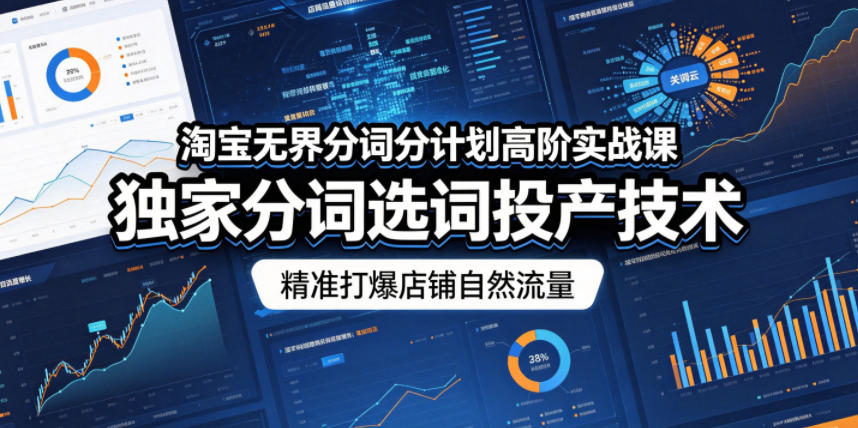 淘宝无界分词分计划高阶实战课,独家分词选词投产技术,精准打爆店铺自然流量-御文网