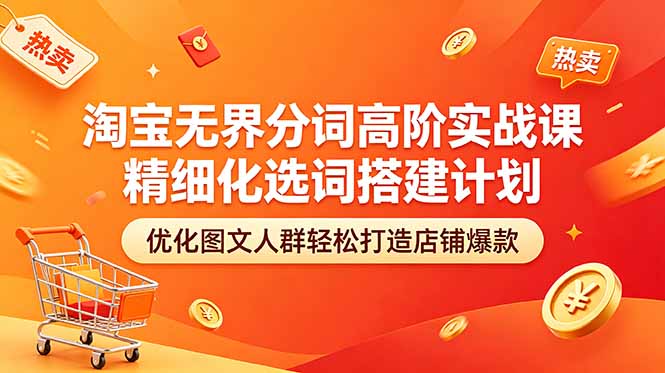淘宝无界分词高阶实战课 精细化选词搭建计划 优化图文人群轻松打造店铺爆款-御文网