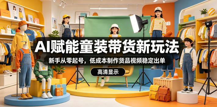 AI赋能童装带货新玩法，新手从零起号，低成本制作货品视频稳定出单-御文网