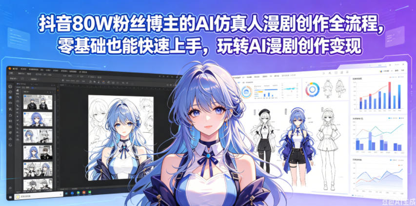 抖音80W粉丝博主的AI仿真人漫剧创作全流程,零基础也能快速上手,玩转AI漫剧创作变现-御文网