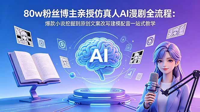 80w粉丝博主亲授仿真人AI漫剧全流程：爆款小说挖掘到原创文案改写建模配音一站式教学-御文网