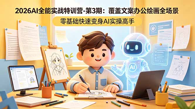 2026AI全能实战特训营-第3期:覆盖文案办公绘画全场景 零基础快速变身AI实操高手-御文网
