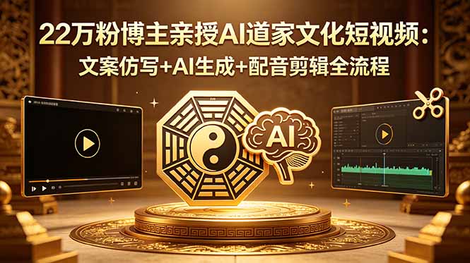 22万粉博主亲授AI道家文化短视频：文案仿写+AI生成+配音剪辑全流程-御文网