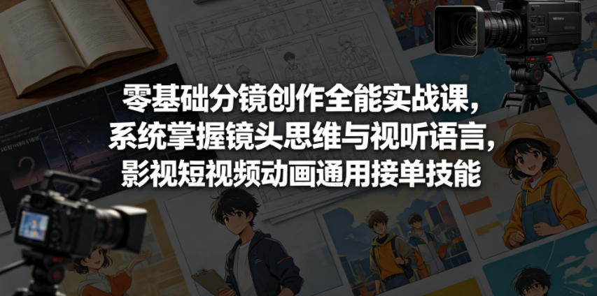 零基础分镜创作全能实战课，系统掌握镜头思维与视听语言，影视短视频动画通用接单技能-御文网