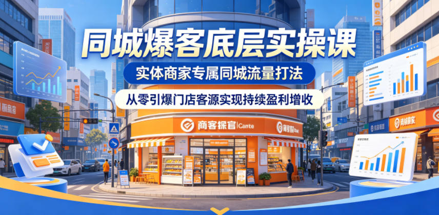 同城爆客底层实操课，实体商家专属同城流量打法，从零引爆门店客源实现持续盈利增收-御文网