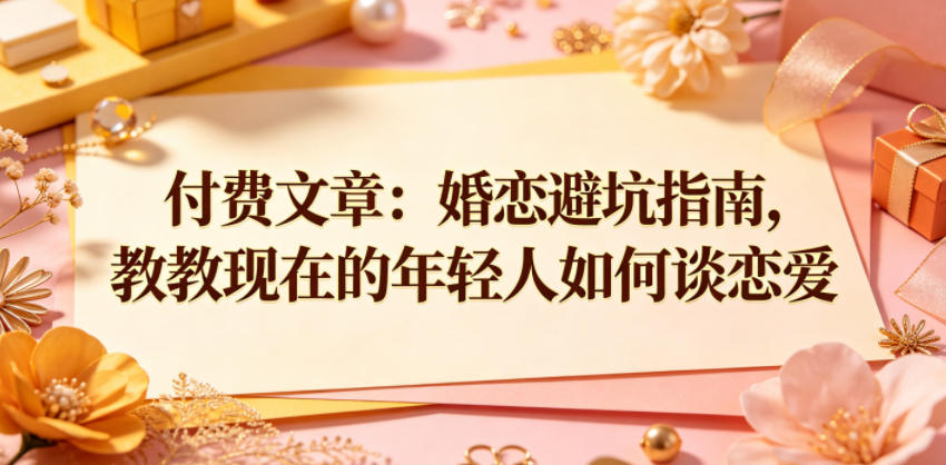 付费文章：婚恋避坑指南，教教现在的年轻人如何谈恋爱-御文网