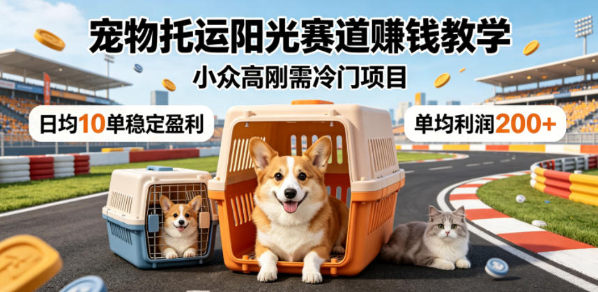宠物托运阳光赛道賺钱教学,小众高刚需冷门项目,日均10单稳定盈利,单均利润200+-御文网