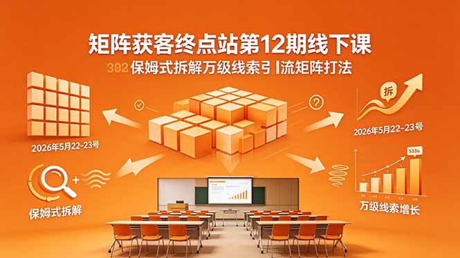 矩阵获客终点站第12期线下课 2026年5月22-23号 保姆式拆解万级线索引流矩阵打法-御文网