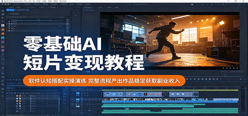 零基础AI短片变现教程:软件认知搭配实操演练,完整流程产出作品稳定获取副业收入-御文网