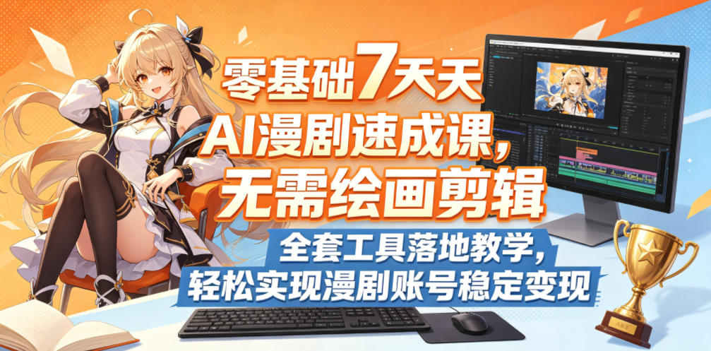 零基础7天AI漫剧速成课，无需绘画剪辑，全套工具落地教学，轻松实现漫剧账号稳定变现-御文网