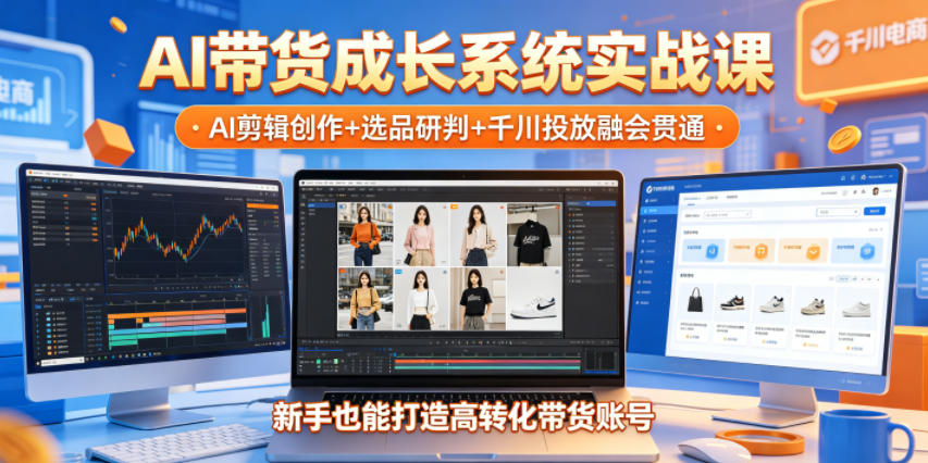 AI带货成长系统实战课,AI剪辑创作+选品研判+千川投放融会贯通,新手也能打造高转化带货账号(更新2026年)-御文网