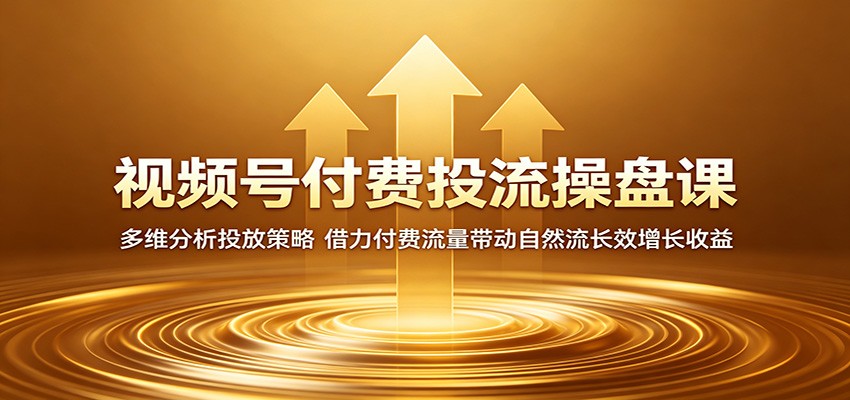 视频号付费投流操盘课：多维分析投放策略，借力付费流量带动自然流长效增长收益-御文网