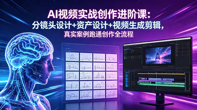 AI视频实战创作进阶课：分镜头设计+资产设计+视频生成剪辑，真实案例跑通创作全流程-御文网