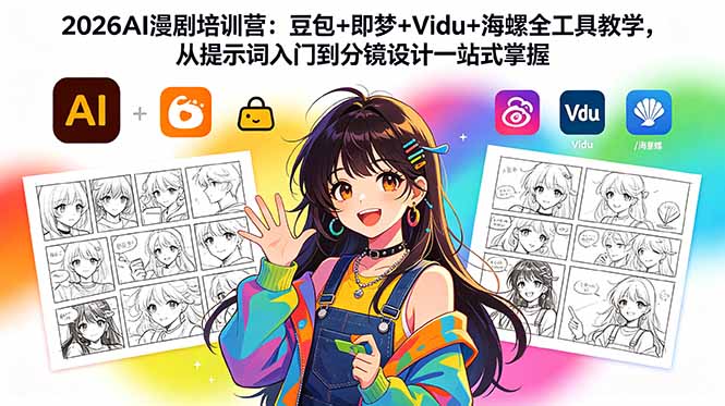 2026AI漫剧培训营：豆包+即梦+Vidu+海螺全工具教学，从提示词入门到分镜设计一站式掌握-御文网