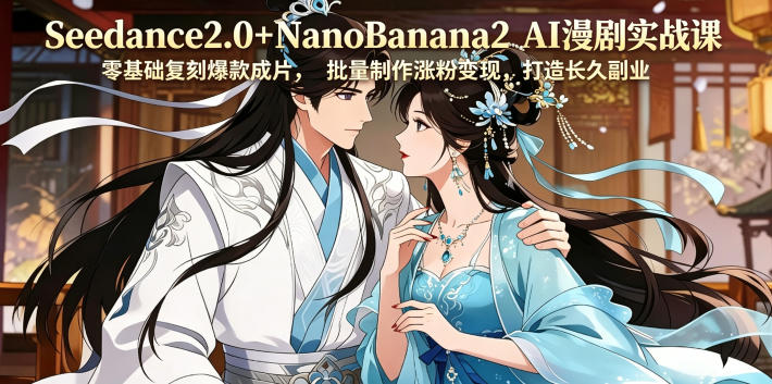 Seedance2.0+NanoBanana2 AI漫剧实战课，零基础复刻爆款成片涨粉变现，打造长久副业收益-御文网