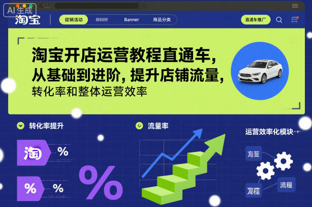 淘宝开店运营教程直通车，从基础到进阶，提升店铺流量，转化率和整体运营效率(更新26年05月27日)-御文网