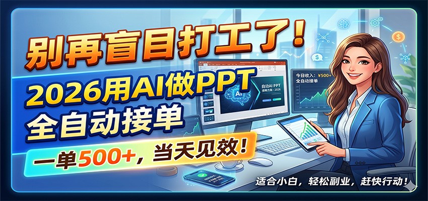 别再盲目打工了！2026用AI做PPT全自动接单，一单5张+，当天见效！-御文网