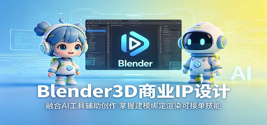 Blender3D商业IP设计:融合AI工具辅助创作,掌握建模绑定渲染可接单技能-御文网