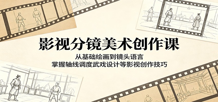 影视分镜美术创作课:从基础绘画到镜头语言,掌握轴线调度武戏设计等影视创作技巧-御文网