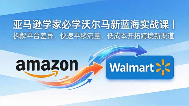 亚马逊卖家必学沃尔玛新蓝海实战课|拆解平台差异,快速平移流量,低成本开拓跨境新渠道-御文网